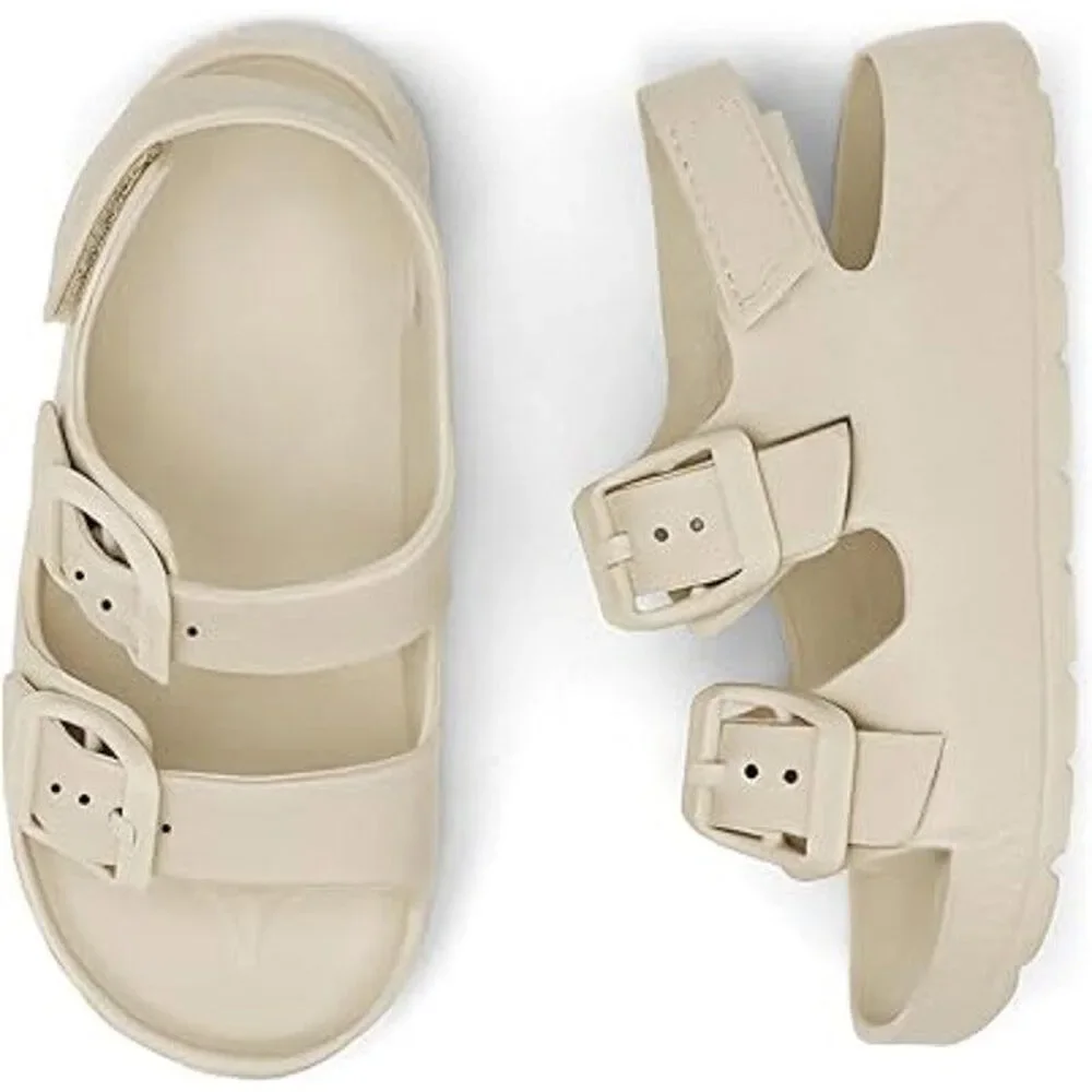 ChayChax Toddler Girls Size 9 Beige Sandals Double Buckle Open Toe Water Shoes